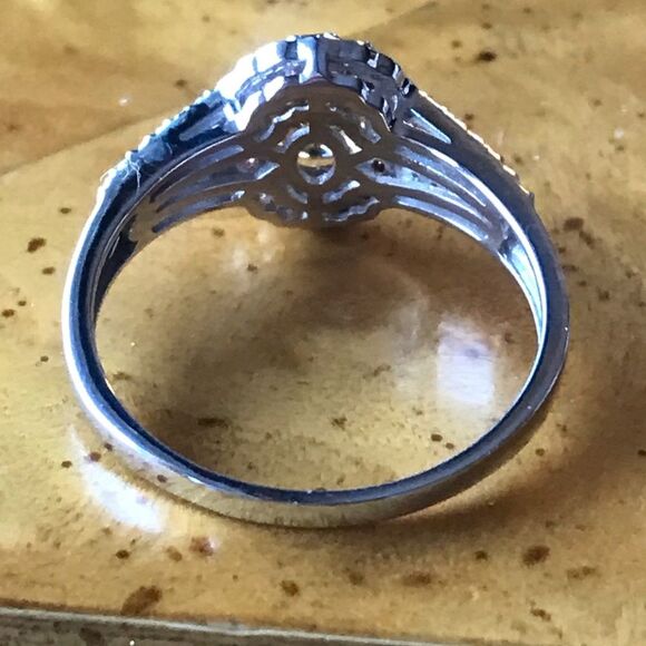 Natural Red Sapphire Yellow Zircon Sterling Silver Halo Ring Size 9 - Picture 6 of 9